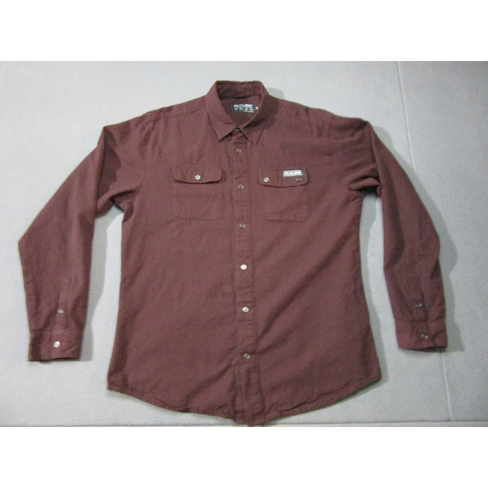 Flylow Shirt Mens XL Red Maroon Long Sleeve Outdoor Fishing Cargo Utility Hiking
